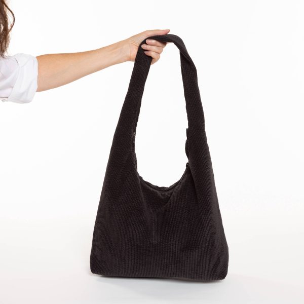 Bolso hobo de pana negro - Imagen 6