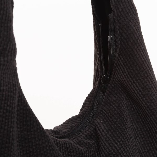 Bolso hobo de pana negro - Imagen 8