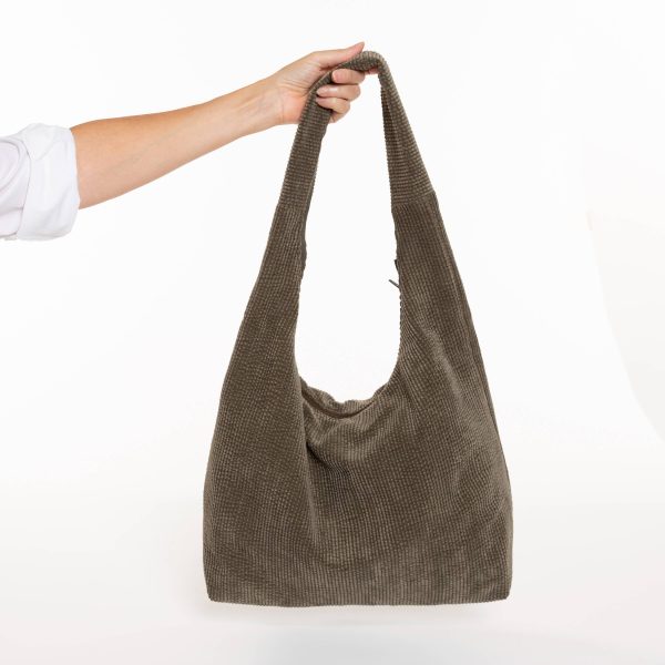 Bolso hobo de pana verde - Imagen 2