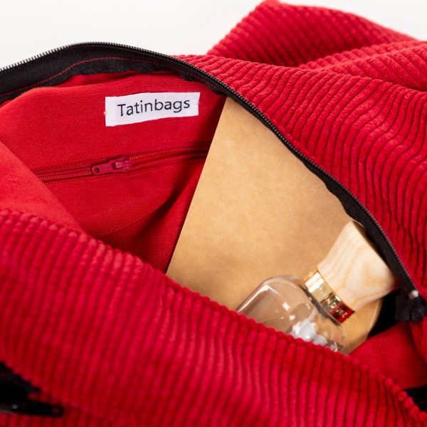 Bolso hobo de pana rojo - Imagen 9