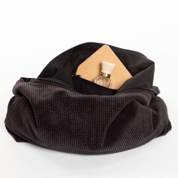 Bolso hobo de pana negro - Imagen 5