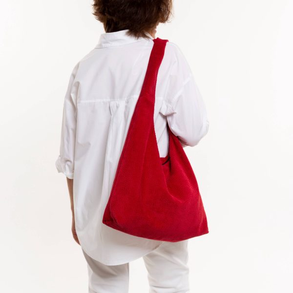 Bolso hobo de pana rojo - Imagen 2