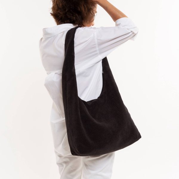 Bolso hobo de pana negro - Imagen 9