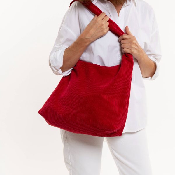 Bolso hobo de pana rojo - Imagen 7