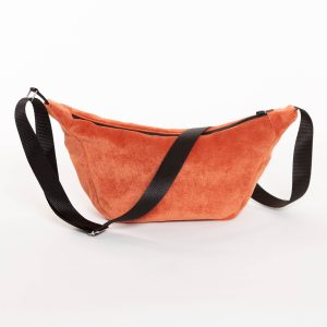 Riñonera de terciopelo naranja hecha a mano